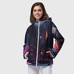Ветровка с капюшоном женская Абстрактный вихрь, цвет: 3D-белый — фото 2