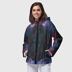 Ветровка с капюшоном женская Тай-дай космос, цвет: 3D-черный — фото 2