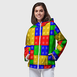 Ветровка с капюшоном женская Детали Лего, цвет: 3D-белый — фото 2