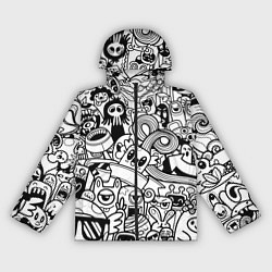 Ветровка с капюшоном женская Black and white doddle monsters, цвет: 3D-черный