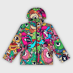 Ветровка с капюшоном женская Color doodle monsters, цвет: 3D-черный