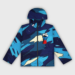 Ветровка с капюшоном женская Синий камуфляж русская сила, цвет: 3D-черный