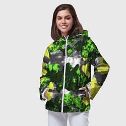 Ветровка с капюшоном женская Камуфляж из брызг краски, цвет: 3D-белый — фото 2