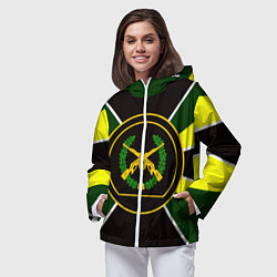 Ветровка с капюшоном женская Мотострелковые войска: шеврон без текста, цвет: 3D-белый — фото 2