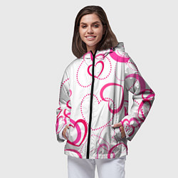 Ветровка с капюшоном женская Подборка сердец, цвет: 3D-черный — фото 2