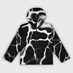 Женская ветровка Белые абстрактные полосы на чёрном фоне