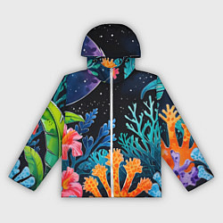 Ветровка с капюшоном женская Космические кораллы, цвет: 3D-белый