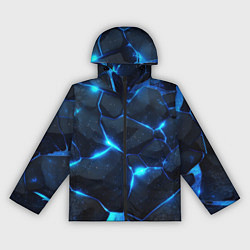 Ветровка с капюшоном женская Неоновый синий свет из плит, цвет: 3D-черный