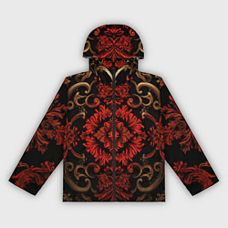 Женская ветровка Красные классические узоры на черном фоне
