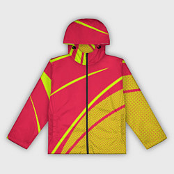 Ветровка с капюшоном женская Красно-розовый с салатовым точечный, цвет: 3D-черный