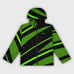 Ветровка с капюшоном женская Sport чёрный и зелёный полосы, цвет: 3D-черный