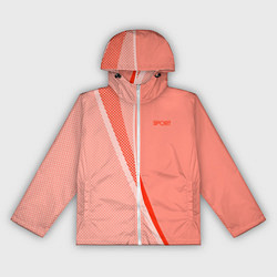 Ветровка с капюшоном женская Sport персиковый с полосой, цвет: 3D-белый