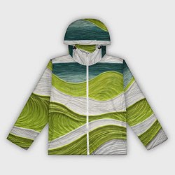 Ветровка с капюшоном женская Лаймовые волны, цвет: 3D-белый