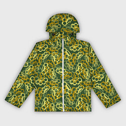 Ветровка с капюшоном женская Зелёные кастеты, цвет: 3D-белый