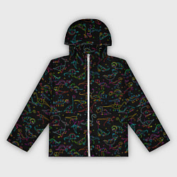 Ветровка с капюшоном женская Кислотные динозаврики, цвет: 3D-белый
