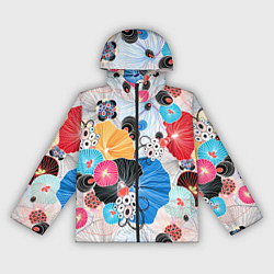Ветровка с капюшоном женская Цветы - абстрактные узоры, цвет: 3D-черный