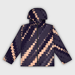 Ветровка с капюшоном женская Фиолетовый с бежевым искажённые полосы, цвет: 3D-черный