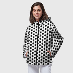 Ветровка с капюшоном женская Текстура футбольного мяча, цвет: 3D-черный — фото 2