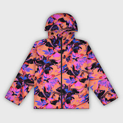 Ветровка с капюшоном женская Абстрактные цветы - текучая краска, цвет: 3D-черный