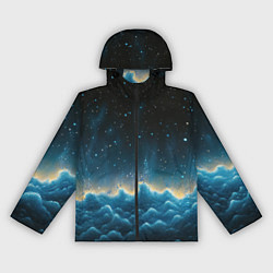 Ветровка с капюшоном женская Облака и черное небо текстура, цвет: 3D-черный