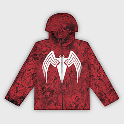 Ветровка с капюшоном женская Знак венома на красном, цвет: 3D-черный