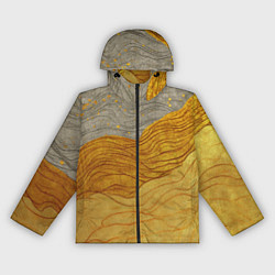 Ветровка с капюшоном женская Золотые волны на сером текстура, цвет: 3D-черный