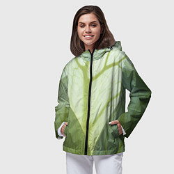 Ветровка с капюшоном женская Макро съемка листа, цвет: 3D-черный — фото 2