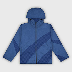 Ветровка с капюшоном женская Синий текстурный с полосой, цвет: 3D-черный