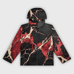 Ветровка с капюшоном женская Красно-черная потертая текстура, цвет: 3D-черный