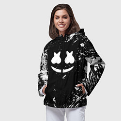 Ветровка с капюшоном женская Marshmello брызги красок, цвет: 3D-черный — фото 2