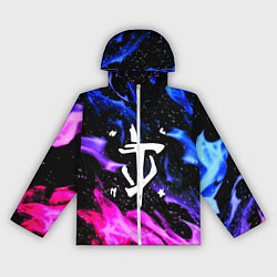 Ветровка с капюшоном женская Doom flame neon, цвет: 3D-белый