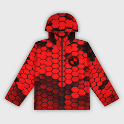 Ветровка с капюшоном женская BMW карбоновая абстракция, цвет: 3D-черный