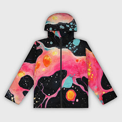 Ветровка с капюшоном женская Розовая текстура в черном, цвет: 3D-черный