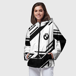 Ветровка с капюшоном женская BMW geometry black, цвет: 3D-черный — фото 2