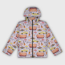 Ветровка с капюшоном женская Друзья - паттерн, цвет: 3D-черный