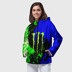 Ветровка с капюшоном женская Monster energy кислотный огонь, цвет: 3D-черный — фото 2