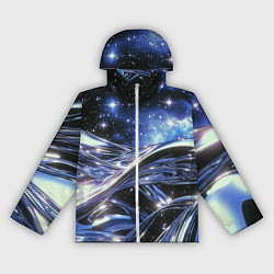 Ветровка с капюшоном женская Закрученные линии и звезды - космическая абстракци, цвет: 3D-белый