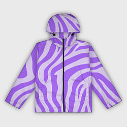 Ветровка с капюшоном женская Лавандовый тигровый паттерн, цвет: 3D-черный