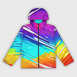 Ветровка с капюшоном женская Радужные брызги краски текстура, цвет: 3D-черный