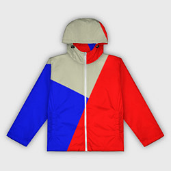 Ветровка с капюшоном женская Серо-сине-красный трёхцветный, цвет: 3D-белый