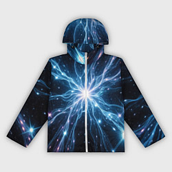 Ветровка с капюшоном женская Всплеск света и звезды - космическая абстракция, цвет: 3D-белый