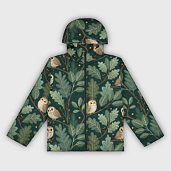 Ветровка с капюшоном женская Совы в лесу, цвет: 3D-черный