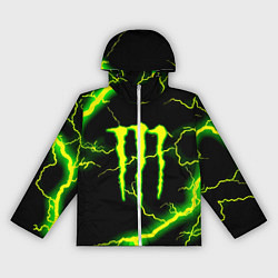 Ветровка с капюшоном женская Monster energy зелёные молнии, цвет: 3D-белый