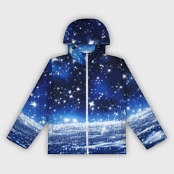 Ветровка с капюшоном женская Космический синий абстрактный фон - текстура, цвет: 3D-белый