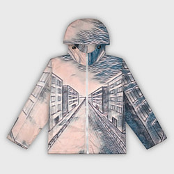 Ветровка с капюшоном женская Сумрачный город, цвет: 3D-белый