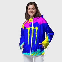 Ветровка с капюшоном женская Monster energy краски цветные, цвет: 3D-белый — фото 2
