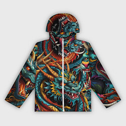 Ветровка с капюшоном женская Татуировка дракона ирезуми, цвет: 3D-белый
