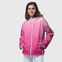 Ветровка с капюшоном женская Розовый градиент с узором, цвет: 3D-белый — фото 2