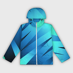 Ветровка с капюшоном женская Сине-голубой абстрактные полосы, цвет: 3D-белый