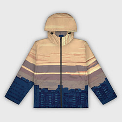 Ветровка с капюшоном женская Городской пейзаж стилизованный, цвет: 3D-черный